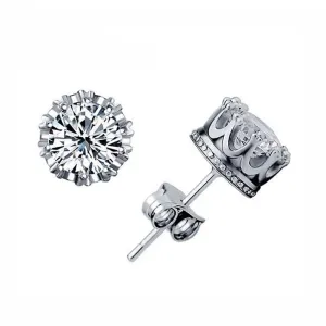 Classic Crown Stud Earrings Women Wedding Gold Jewelry