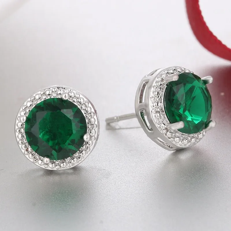 Classic Crown Stud Earrings Women Wedding Gold Jewelry