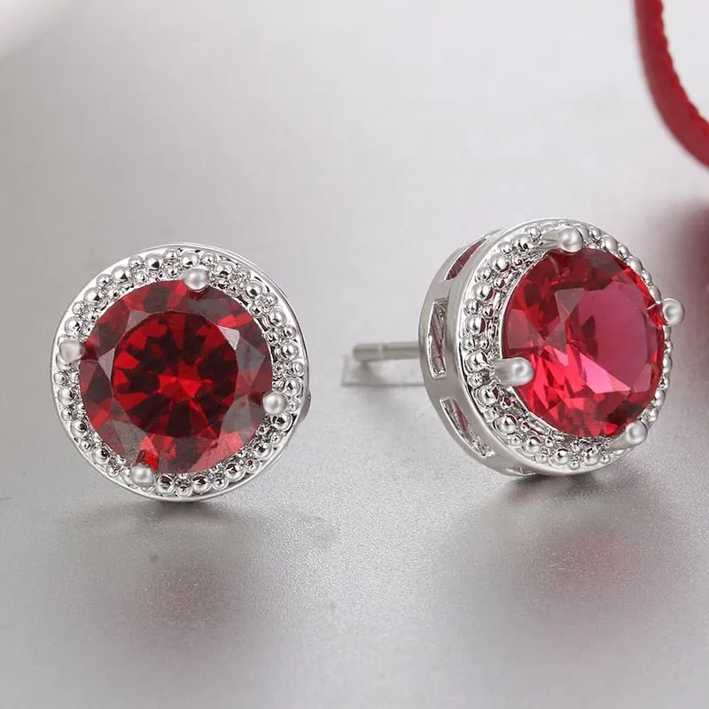 Classic Crown Stud Earrings Women Wedding Gold Jewelry