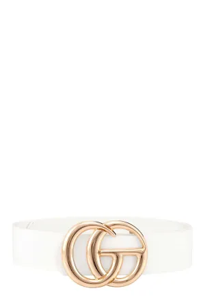 Classic leather belt wht