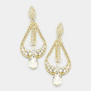 Clear Pageant Earrings on Gold | "Miss America" | 370607