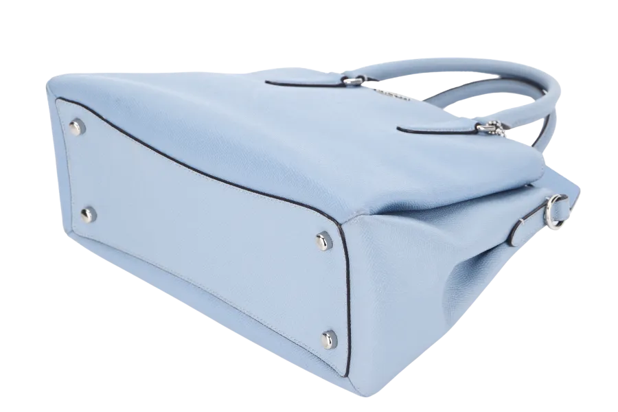 COACH SAGE CARRYALL (F28976) MEDIUM BLUE LEATHER SILVER HARDWARE WITH STRAP, NO DUST COVER