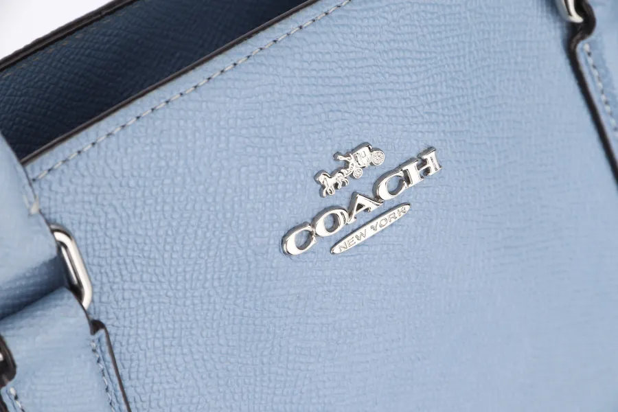 COACH SAGE CARRYALL (F28976) MEDIUM BLUE LEATHER SILVER HARDWARE WITH STRAP, NO DUST COVER