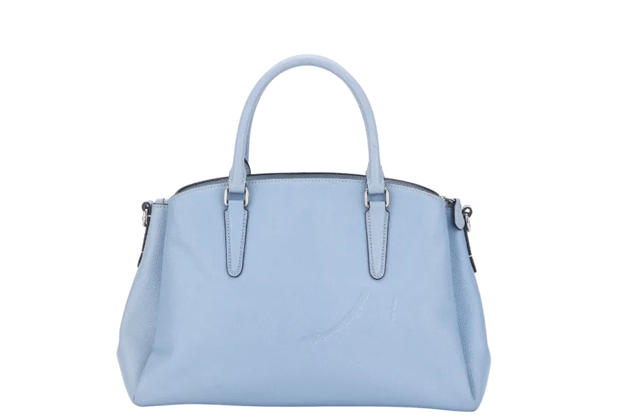 COACH SAGE CARRYALL (F28976) MEDIUM BLUE LEATHER SILVER HARDWARE WITH STRAP, NO DUST COVER