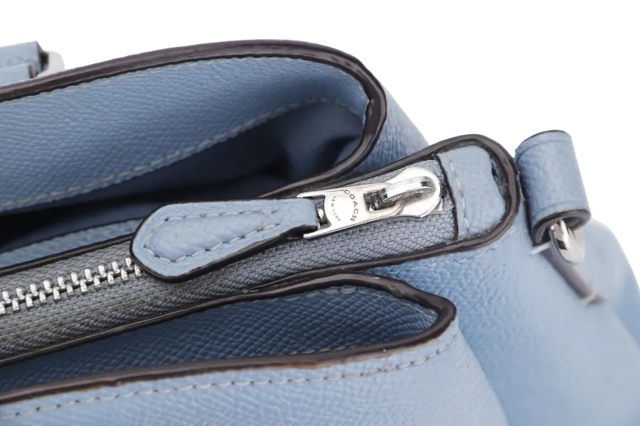 COACH SAGE CARRYALL (F28976) MEDIUM BLUE LEATHER SILVER HARDWARE WITH STRAP, NO DUST COVER