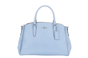 COACH SAGE CARRYALL (F28976) MEDIUM BLUE LEATHER SILVER HARDWARE WITH STRAP, NO DUST COVER