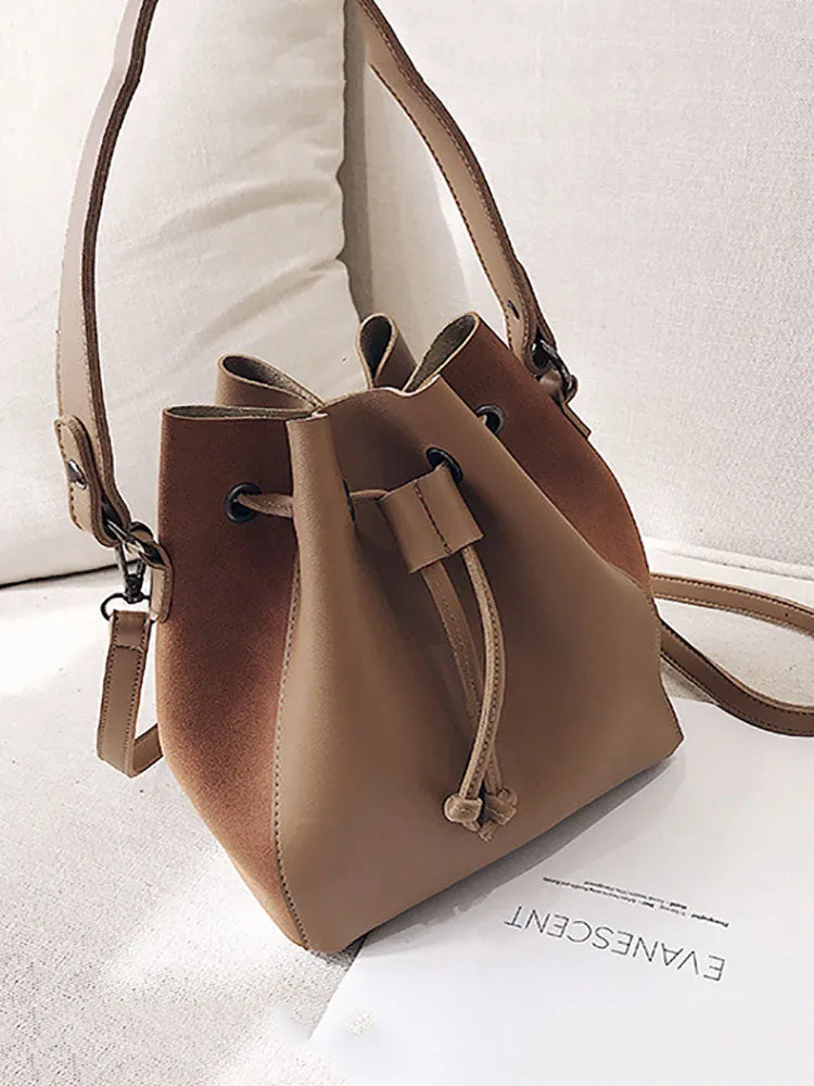 Colorful Strap Bucket Leather Bags