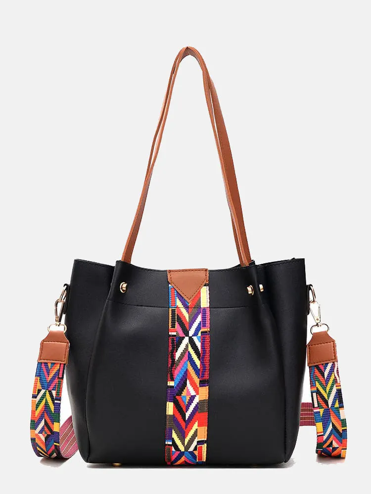 Colorful Strap Bucket Leather Bags