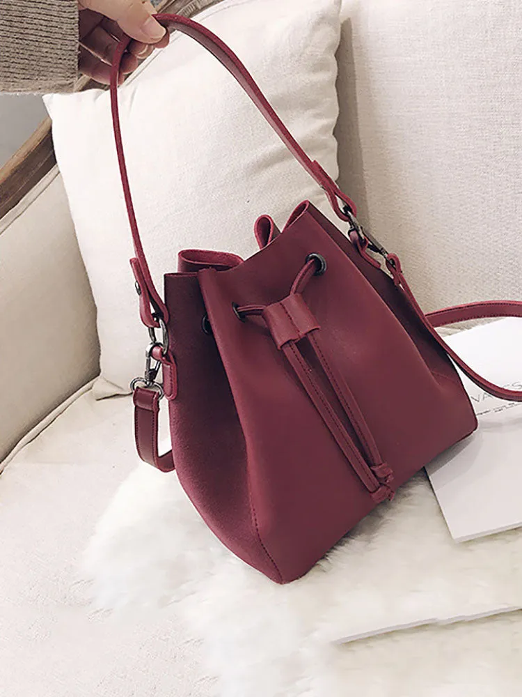 Colorful Strap Bucket Leather Bags