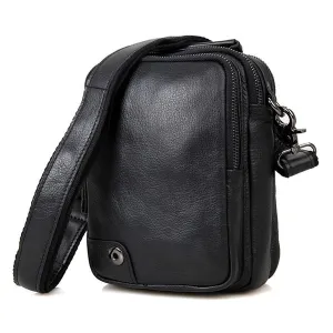 Compact Top Grain Leather Messenger Bags Men's Minimalist Shoulder Bags Satchel