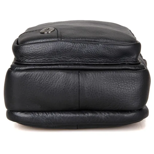 Compact Top Grain Leather Messenger Bags Men's Minimalist Shoulder Bags Satchel