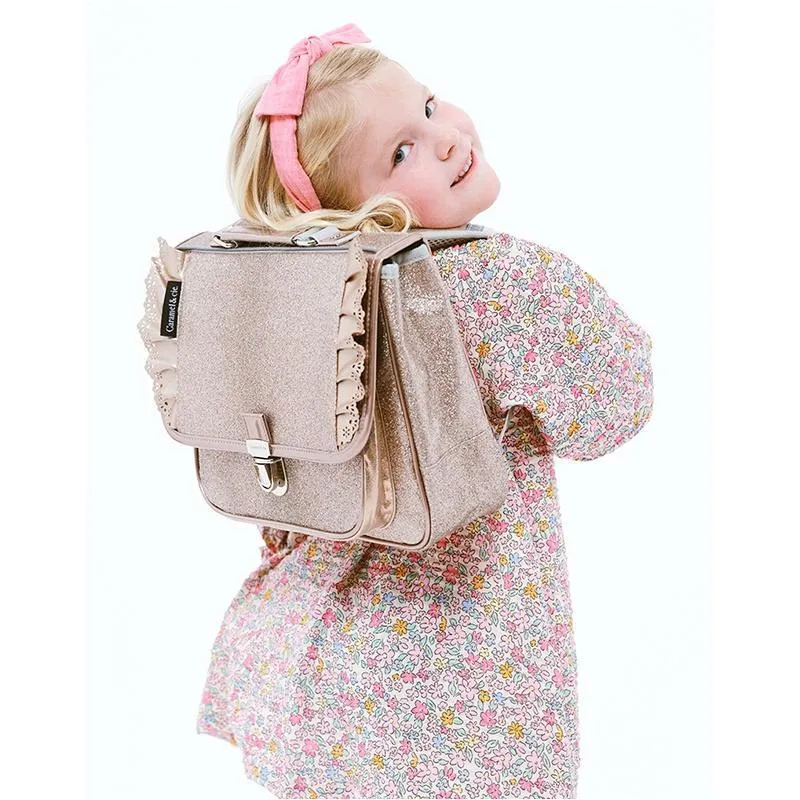 Copper Glitter Ruffle Small Backpack by Caramel & Cie