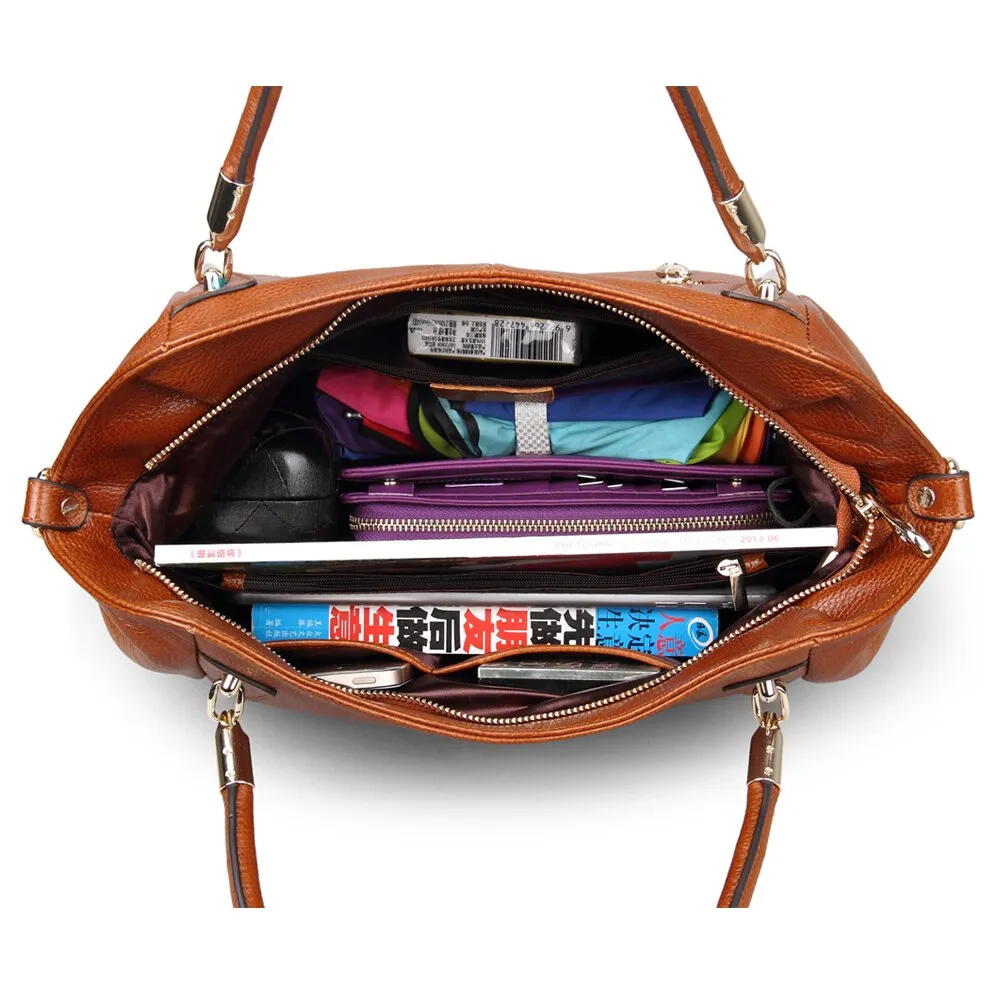 Cowhide Genuine Leather Shoulder Handbags