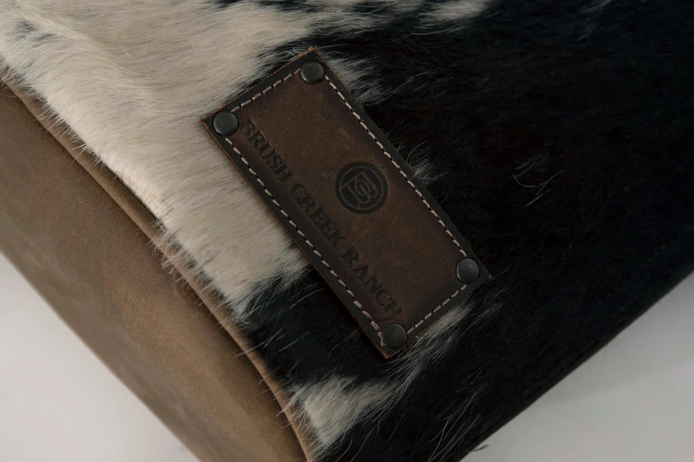 Cowhide Zippered Tote Bag