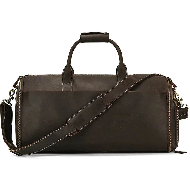 Crazy Horse Leather Travel Bag Suits and Shoes Folding Business Bag