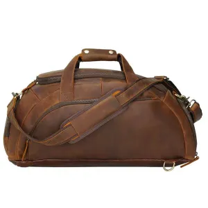 Crazy Horse Leather Travel Handbag Sling Bag Overnight Duffle