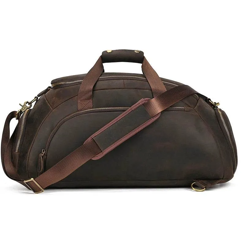 Crazy Horse Leather Travel Handbag Sling Bag Overnight Duffle