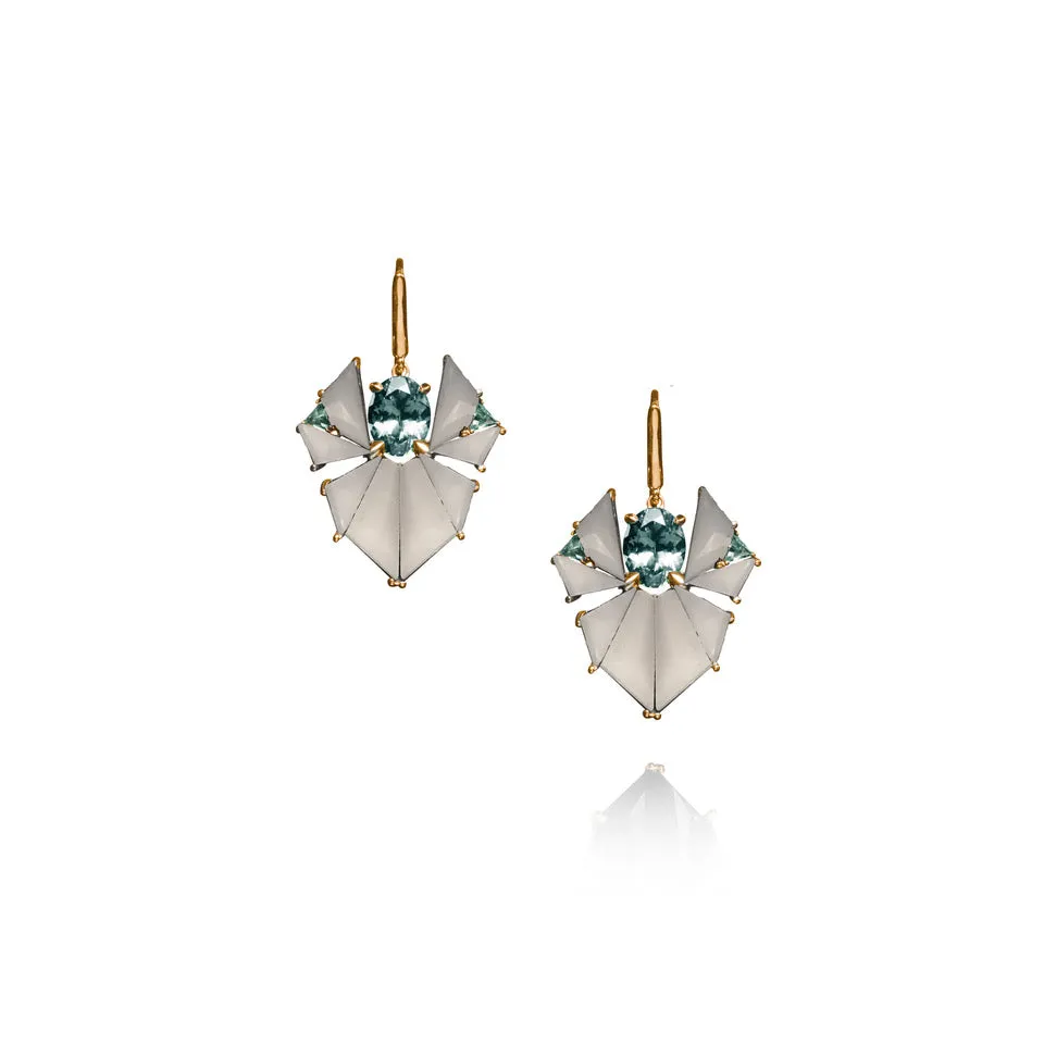 Crest Earrings - White Agate