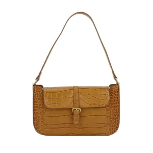 Crocodile Pattern Leather Shoulder Bag Female