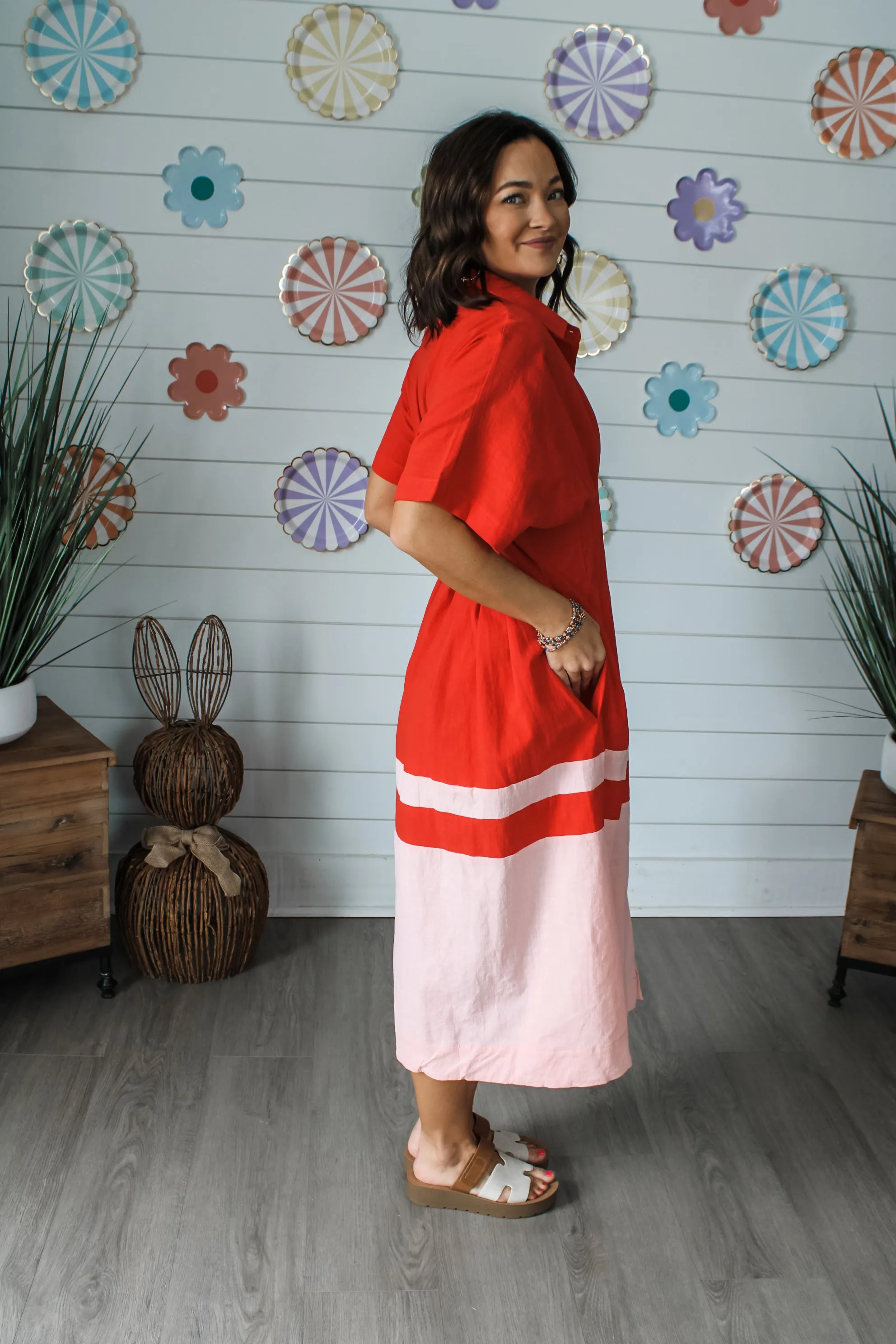 Dahlia Linen Shirtdress • Coral