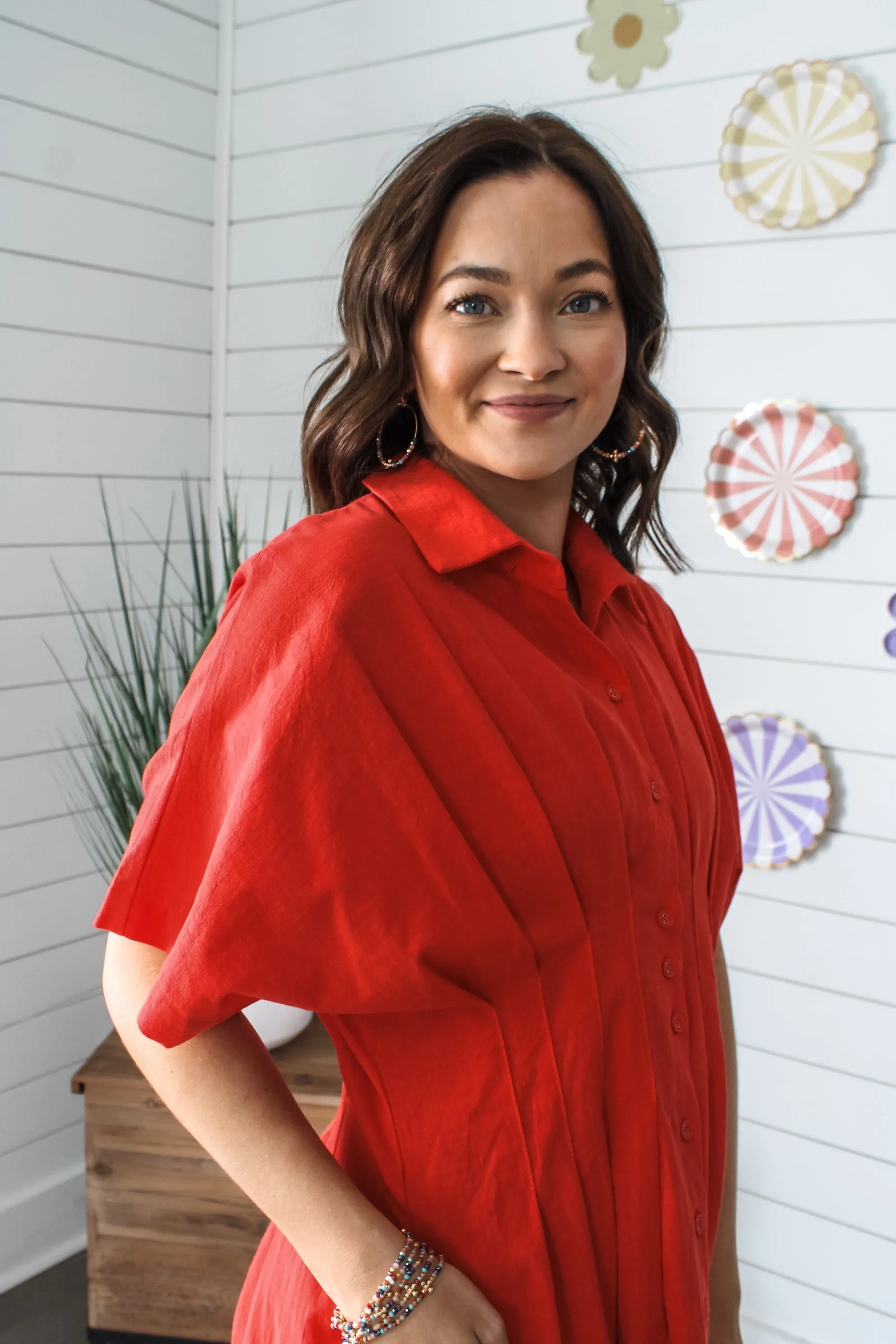 Dahlia Linen Shirtdress • Coral