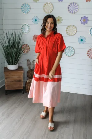Dahlia Linen Shirtdress • Coral
