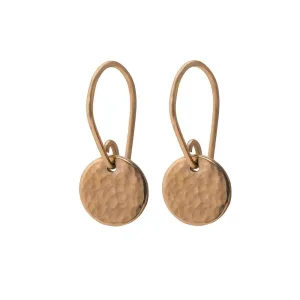 Dainty Hammered Disc Earrings in Gold