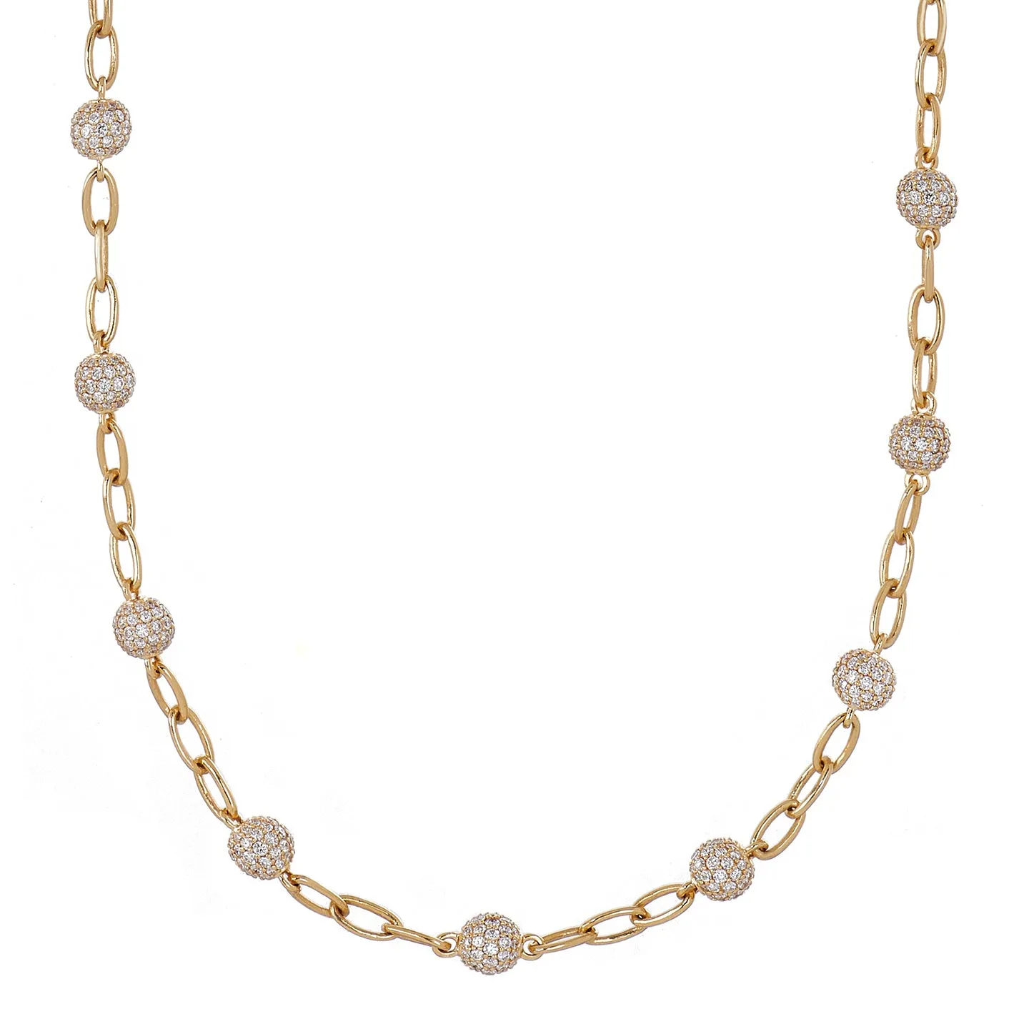 Disco White Diamond Station Necklace