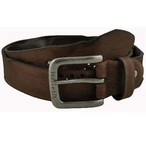 Distressed Dark Brown Leather Belt