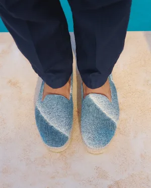 Distressed Woven Cotton Espadrilles - H47C0 - San Francisco Indigo