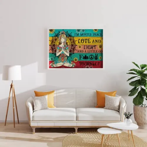 DIY Diamond Painting Yoga Position I am mostly Light and Love 5D Cross Stitch Full Round Diamond Embroidery Kits Home Decor 11.8 x 15.7 Inch