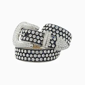 DNA Belt Black Glitter Shinny With Silver Stones