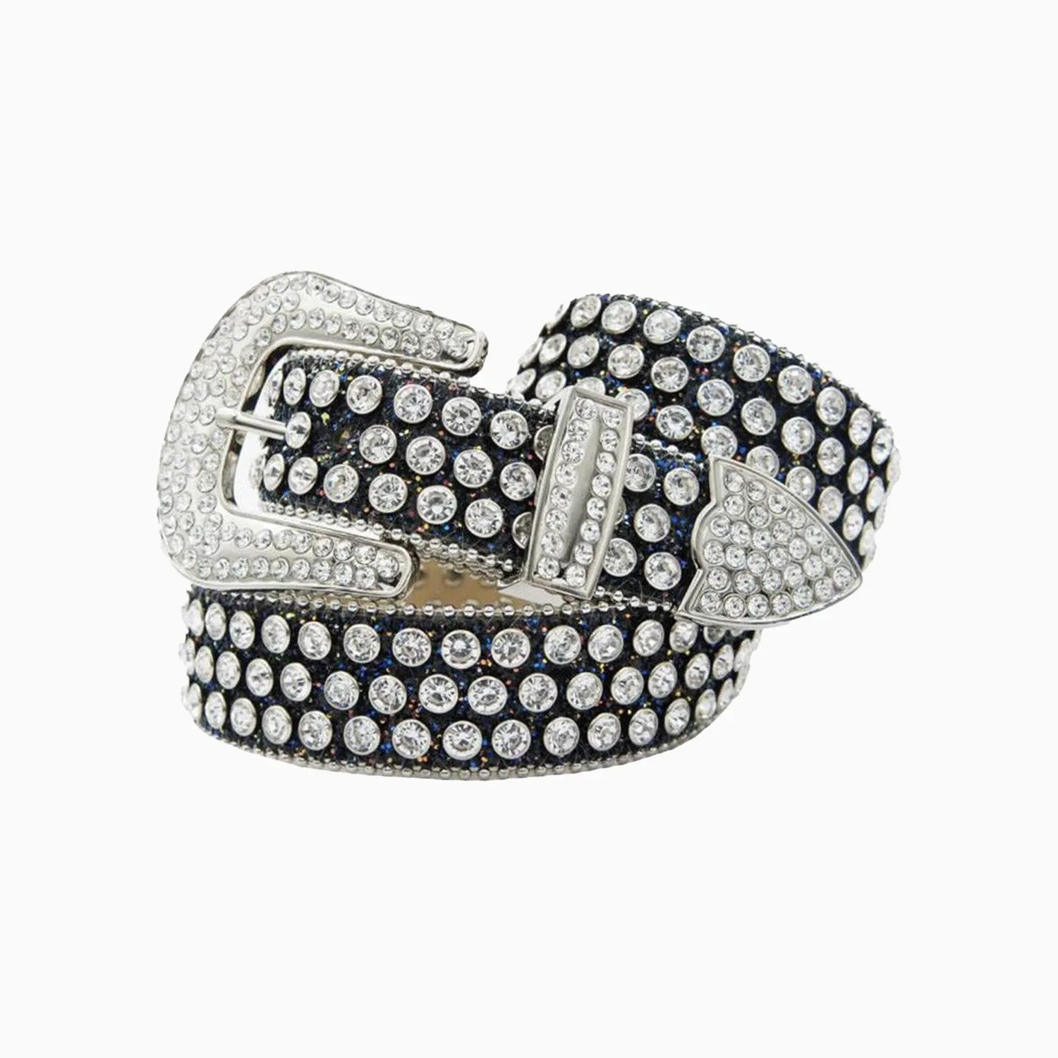 DNA Belt Black Glitter Shinny With Silver Stones