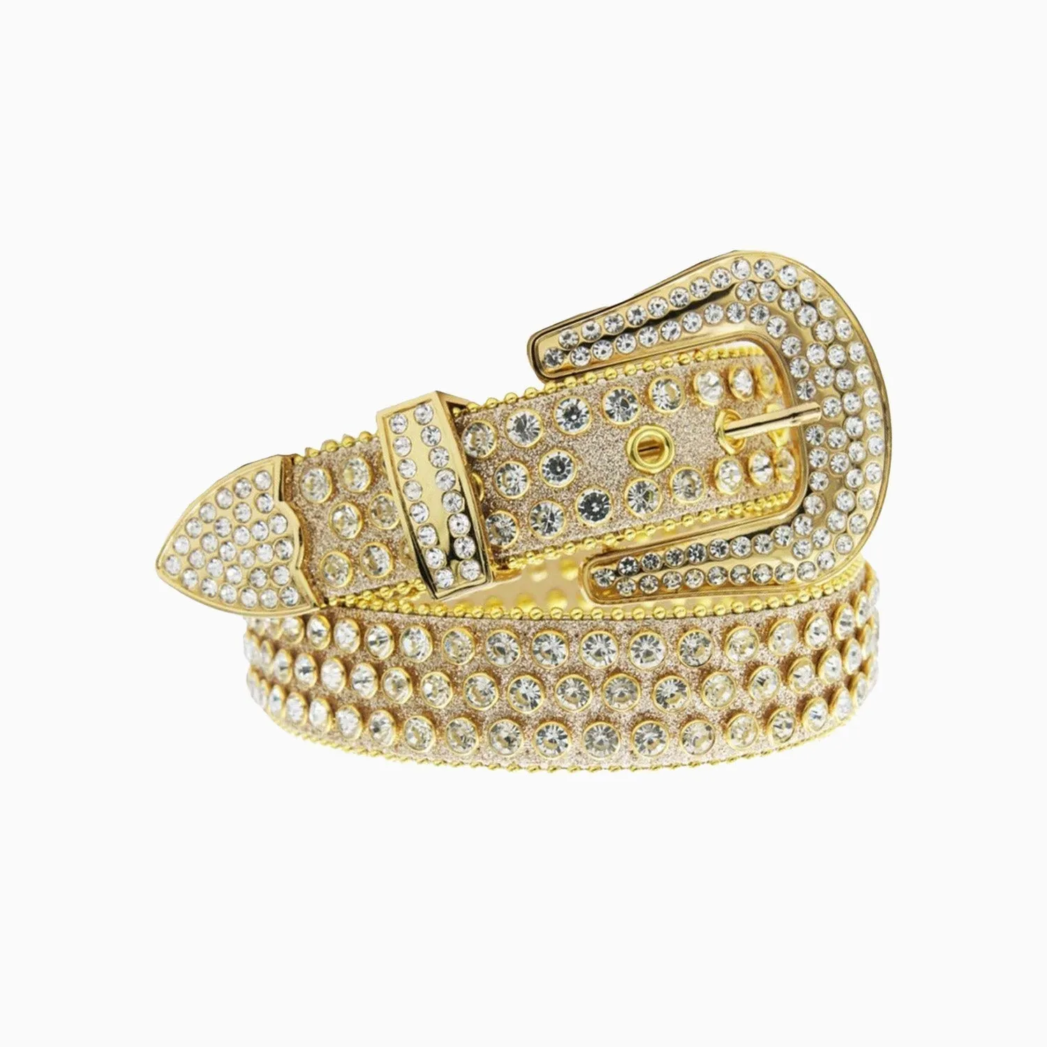 Dna Belt - Gold Glitter Shiny With Silver Stones