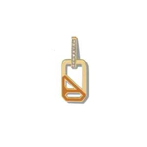 DNA Saffron Enamel Single Drop Earring