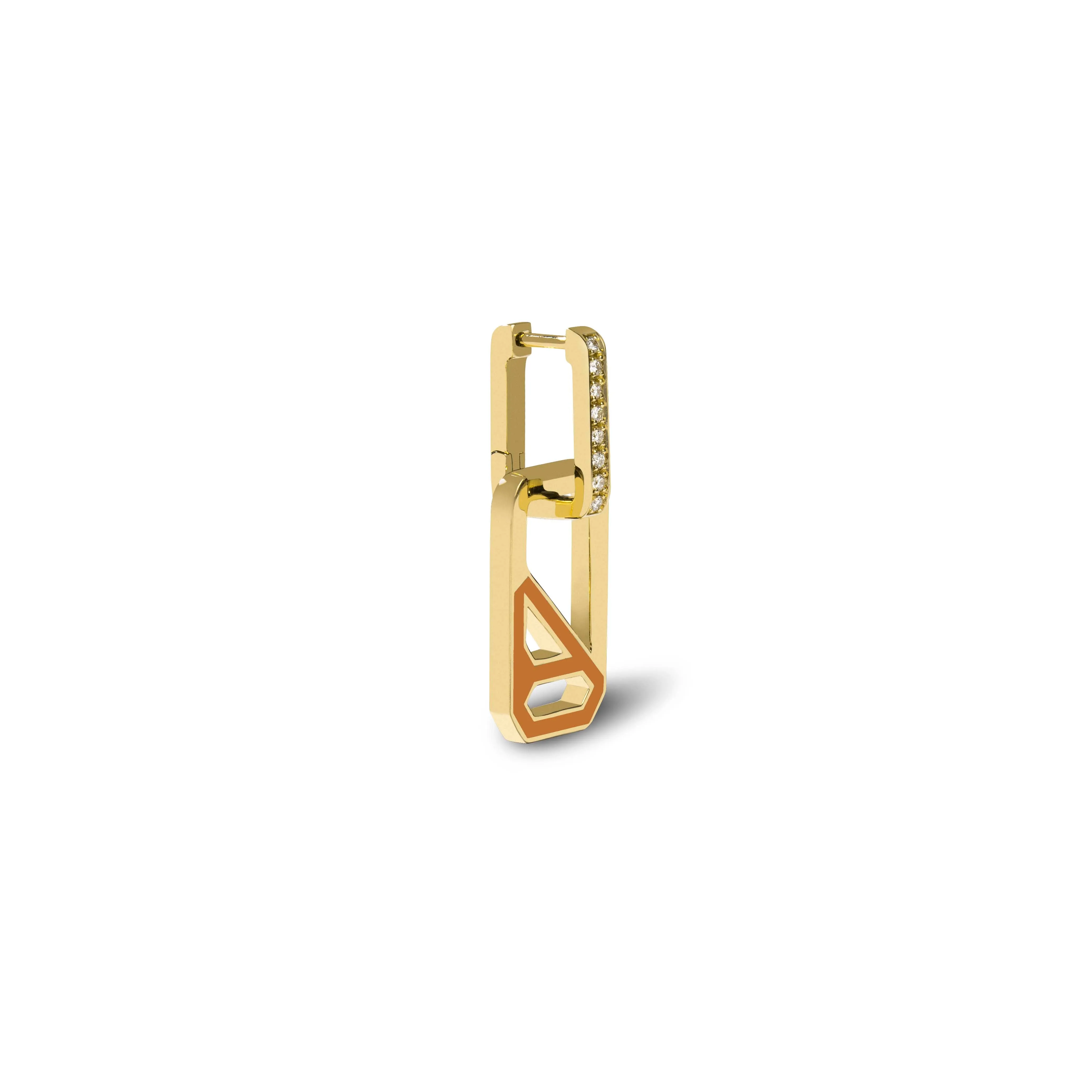 DNA Saffron Enamel Single Drop Earring
