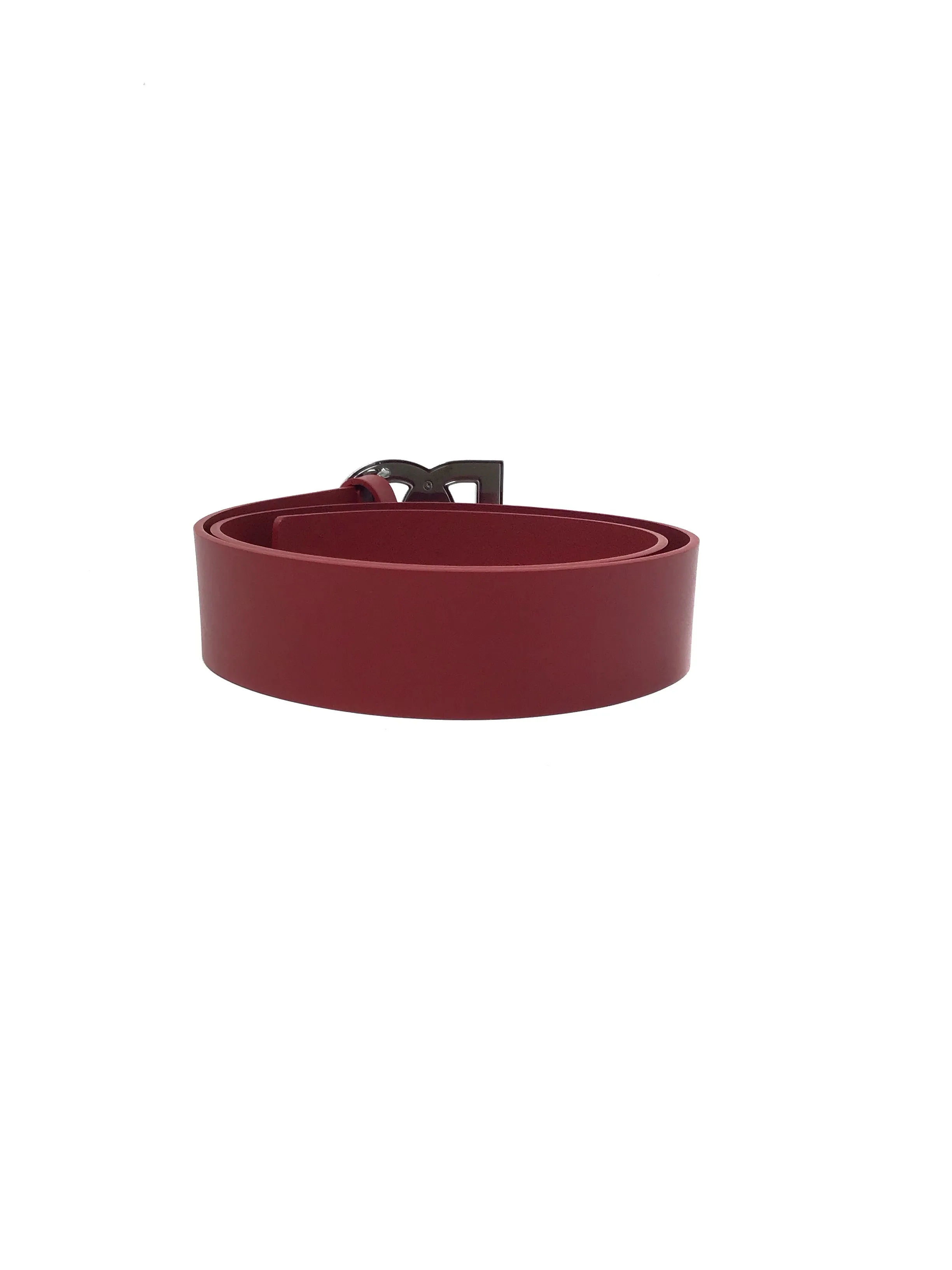 Dolce & Gabbana Size 85 Red/Ruthenium WB! Leather Crossover DG Logo Buckle Belt