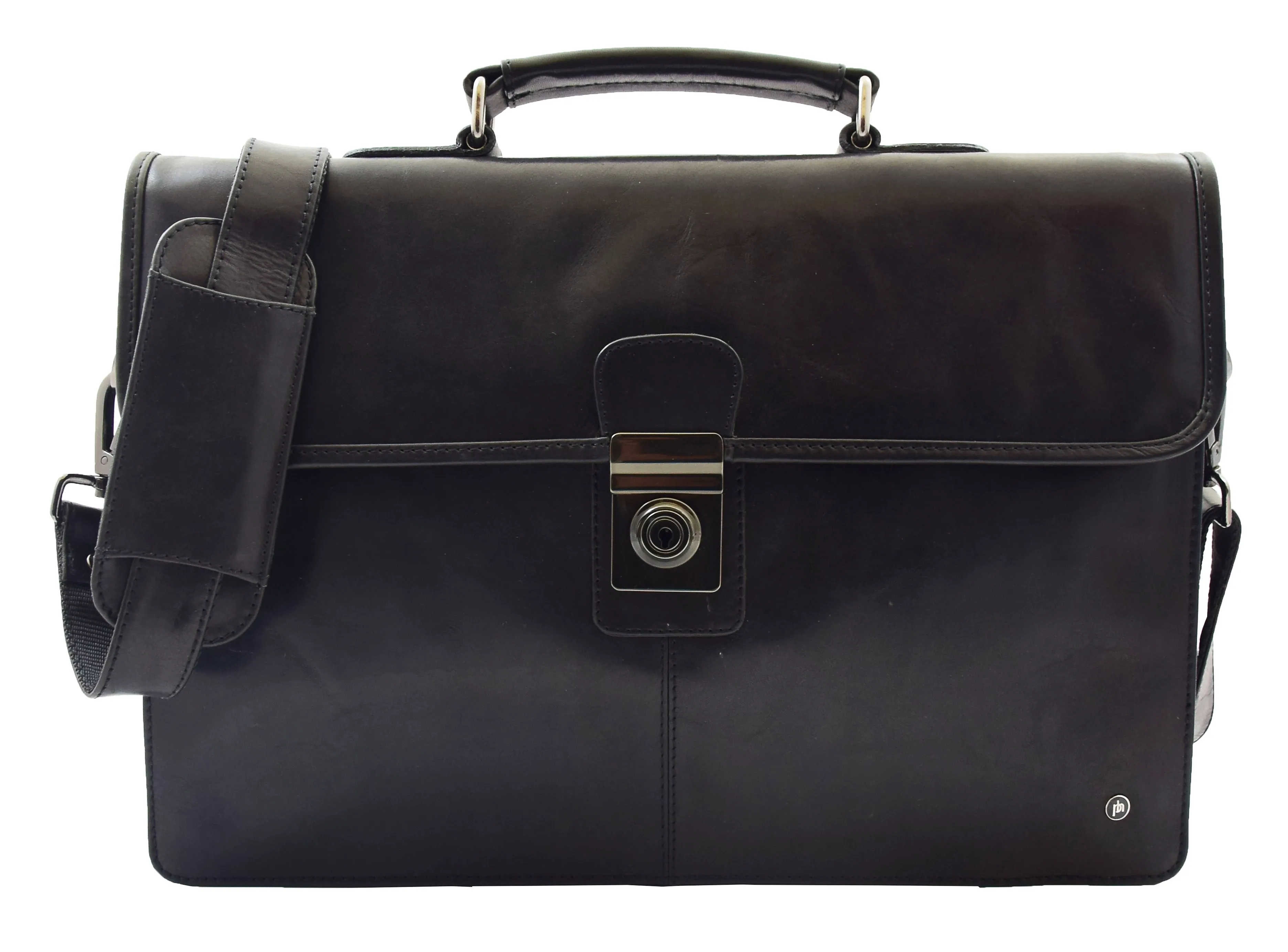 DR331 Men's Leather Slimline Briefcase Business Bag Black