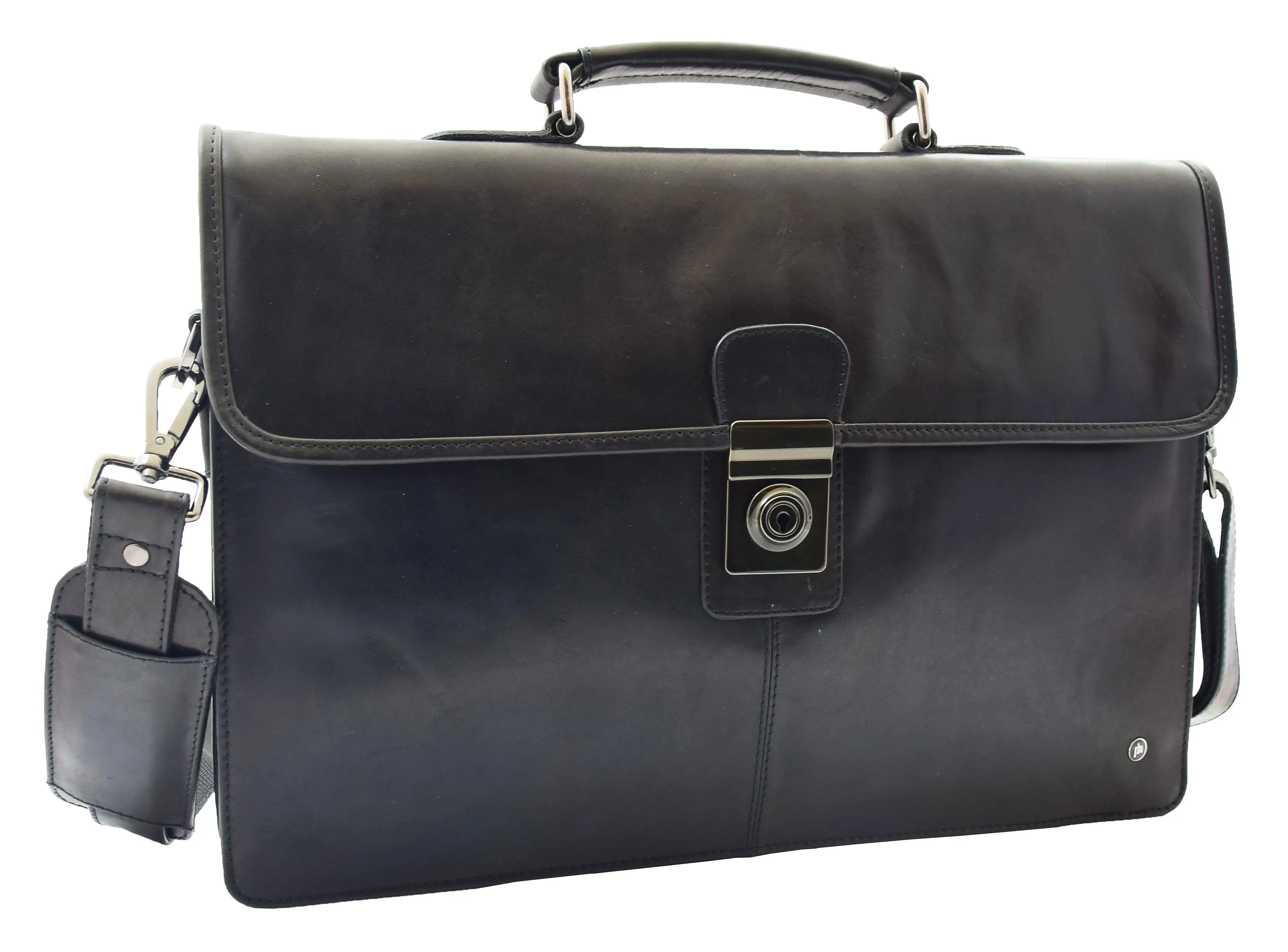DR331 Men's Leather Slimline Briefcase Business Bag Black