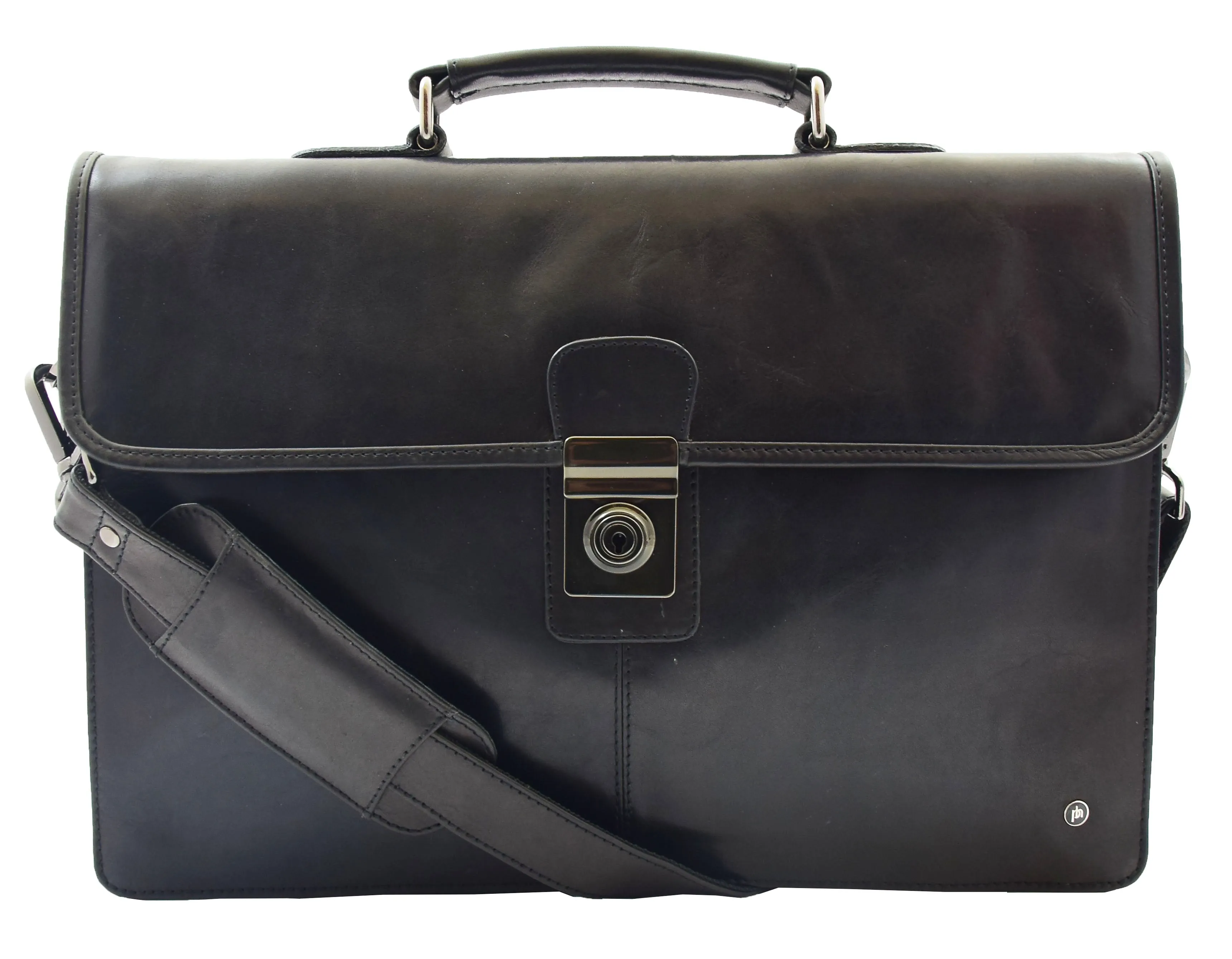 DR331 Men's Leather Slimline Briefcase Business Bag Black