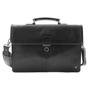 DR331 Men's Leather Slimline Briefcase Business Bag Black