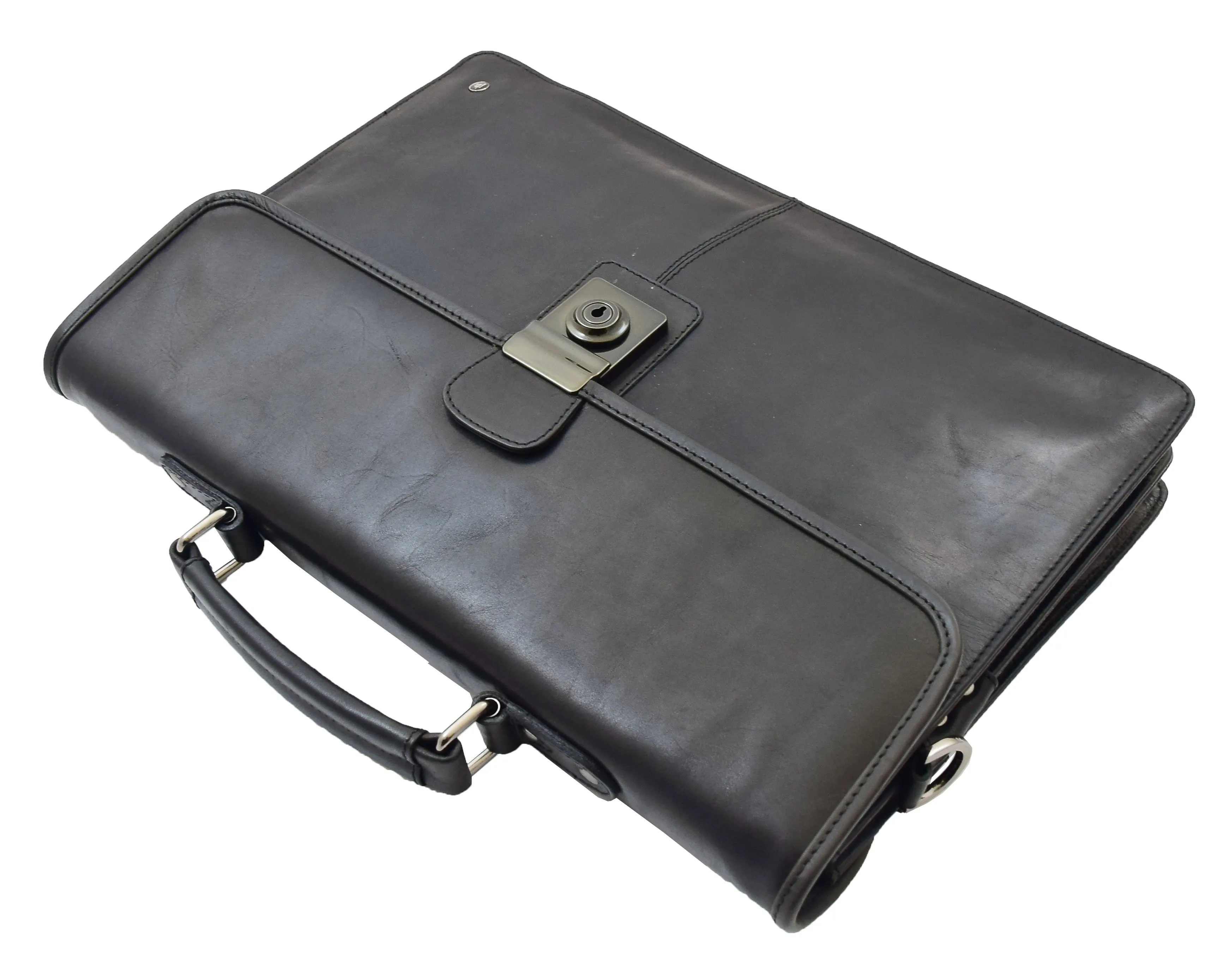 DR331 Men's Leather Slimline Briefcase Business Bag Black