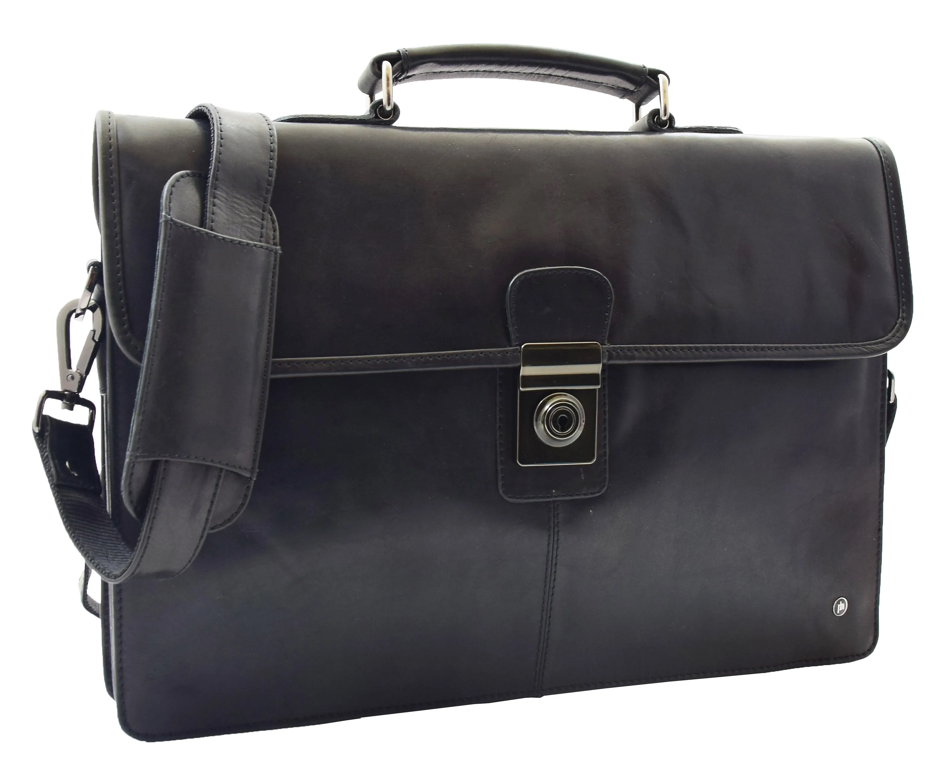 DR331 Men's Leather Slimline Briefcase Business Bag Black