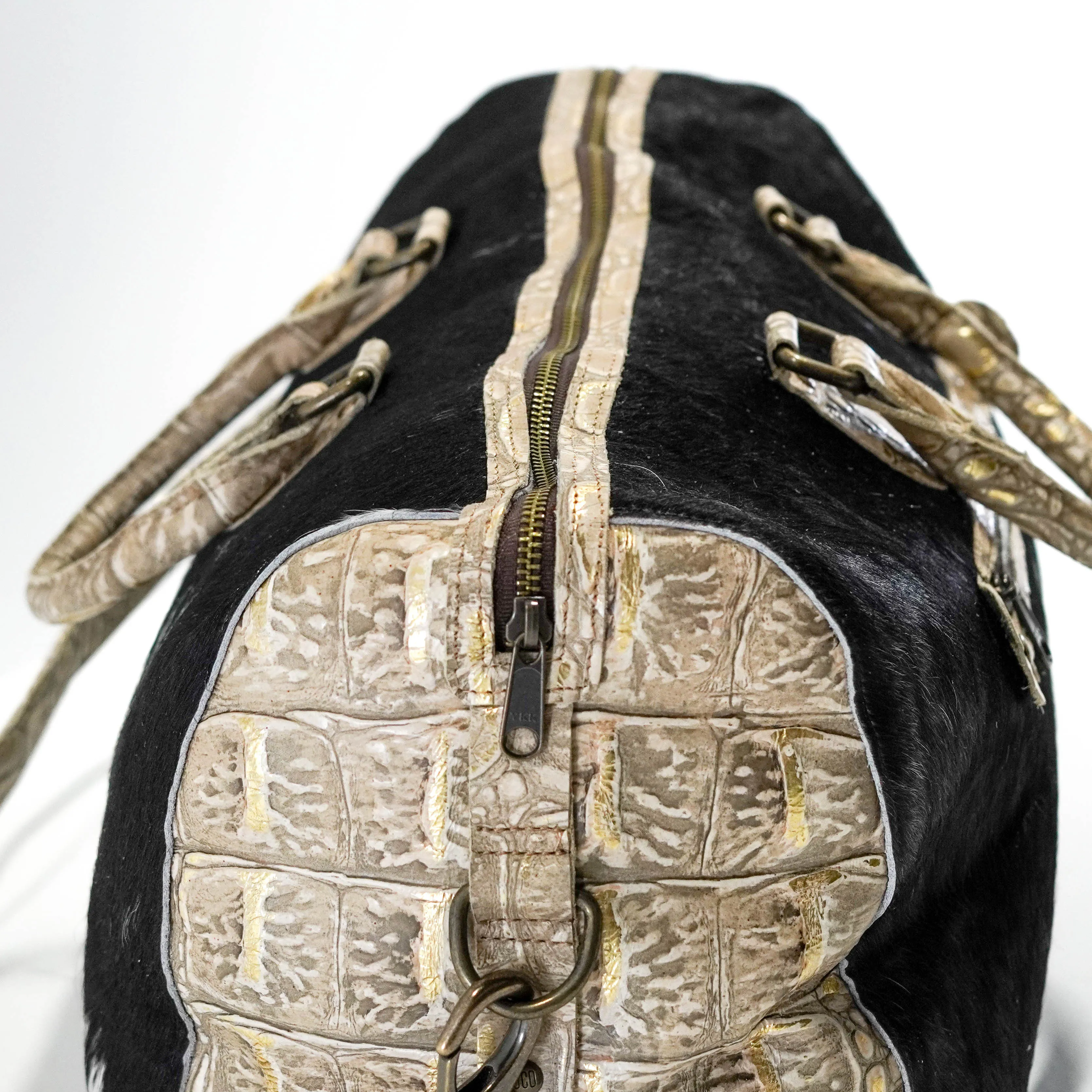 Duffel - Black & White w/ Ivory Jumbo Croc