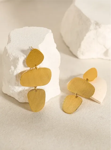 Elegant Striped Metal Texture Irregular Dangle Drop Earrings