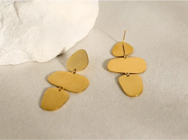 Elegant Striped Metal Texture Irregular Dangle Drop Earrings