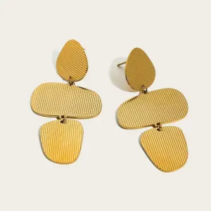 Elegant Striped Metal Texture Irregular Dangle Drop Earrings