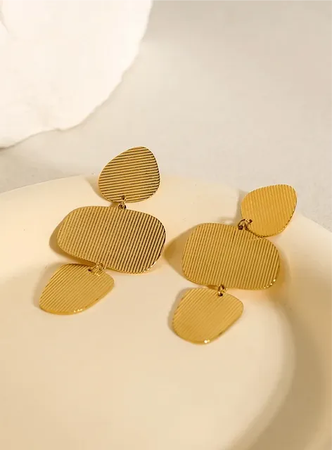 Elegant Striped Metal Texture Irregular Dangle Drop Earrings