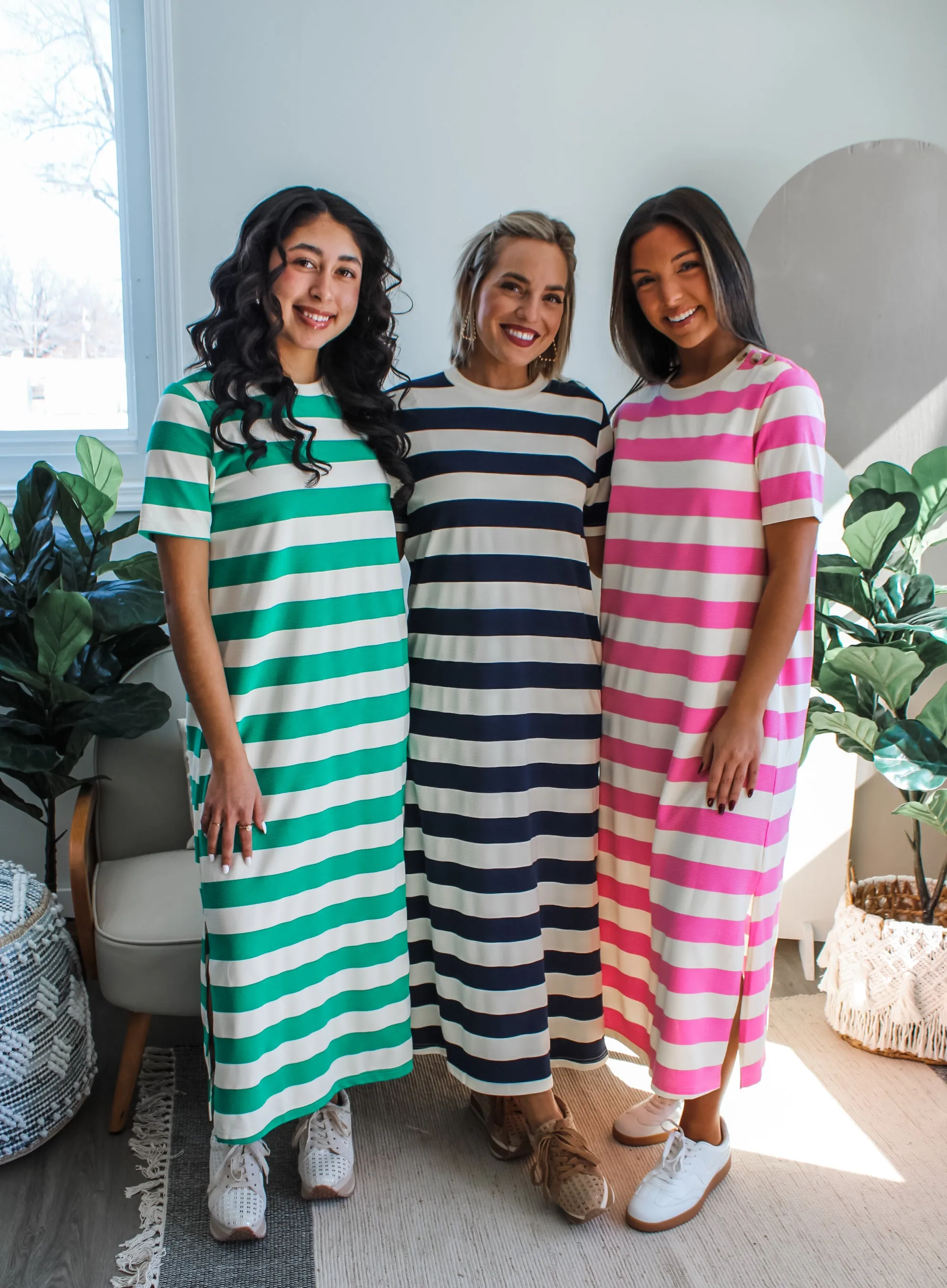 Ella Striped T-Shirt Dress • Pink
