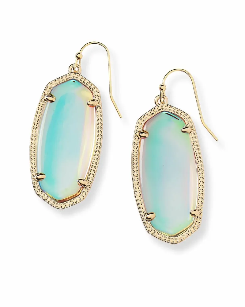 Elle Gold Drop Earrings In Dichroic Glass